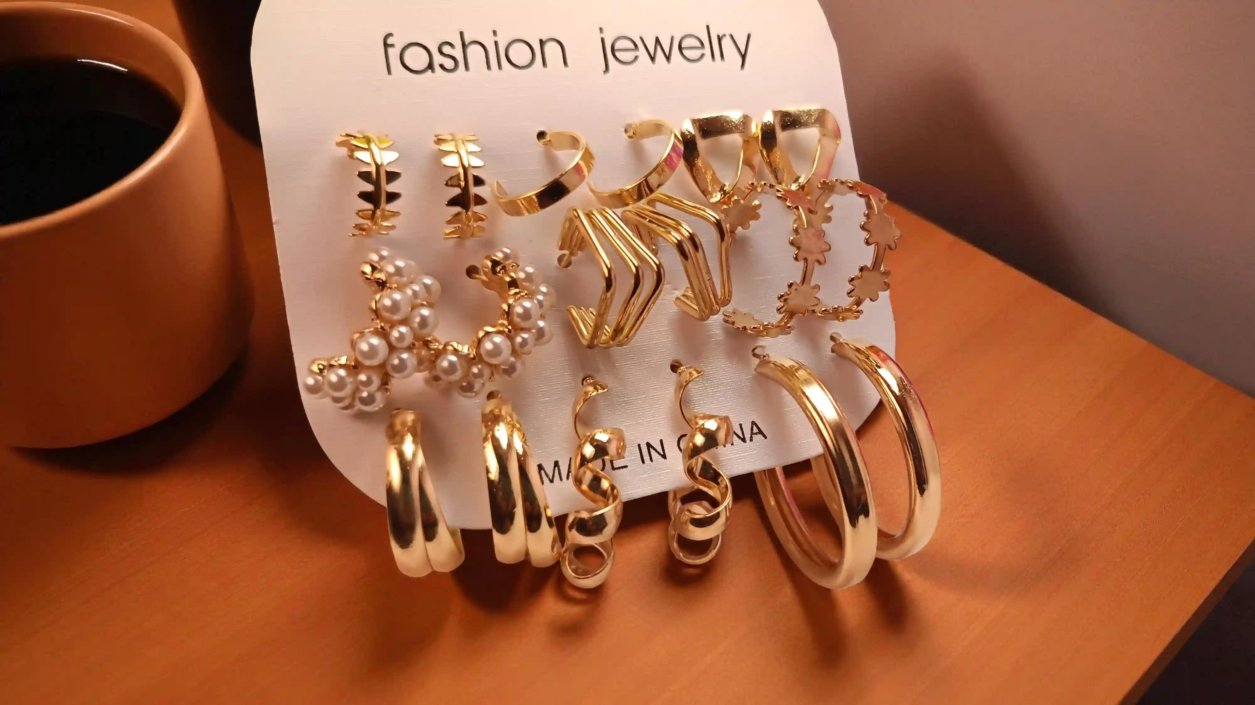 Ultimate 9-Pair Gold Hoop Earring Set  Curated Collection of Pearl, Geometric & Twisted Hoops